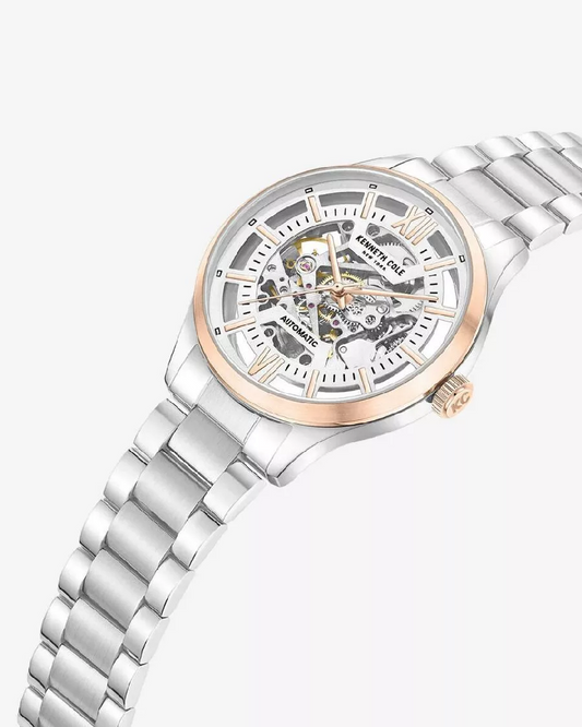 Kenneth Cole Automatic Skeleton Two-Tone Bracelet Watch | Model KCWGL0027204